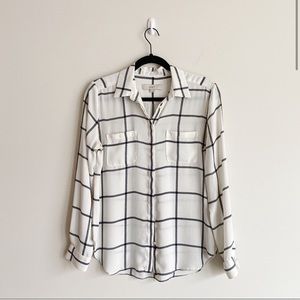 LOFT Windowpane Print Utility Shirt